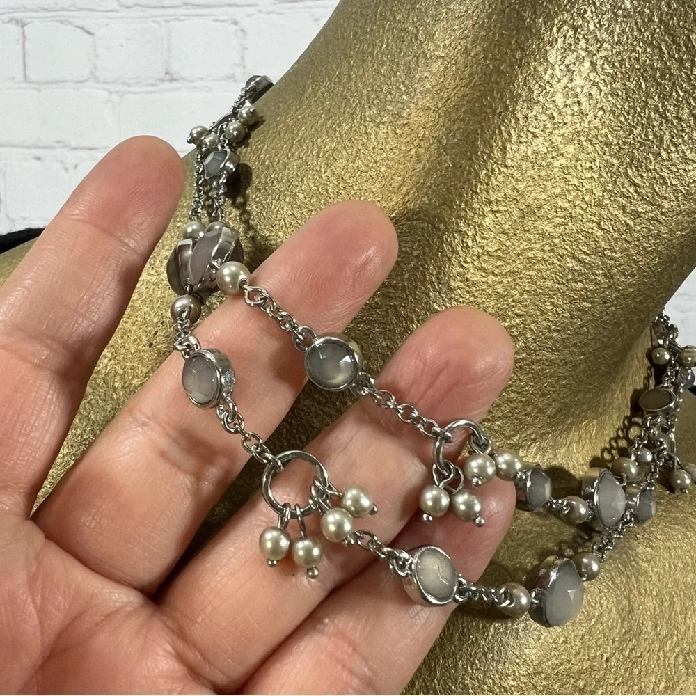 BANANA REPUBLIC silver toned 34” long necklace + One more